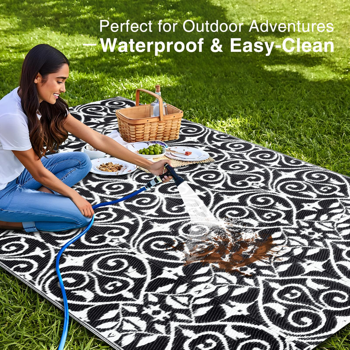OLANLY RV mat suitable for camping and outdoor spaces.