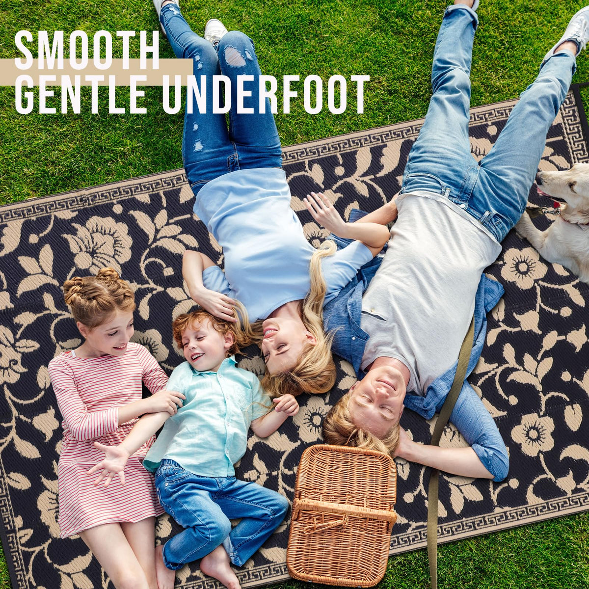 OLANLY soft outdoor rug offering barefoot comfort for relaxation outdoors.