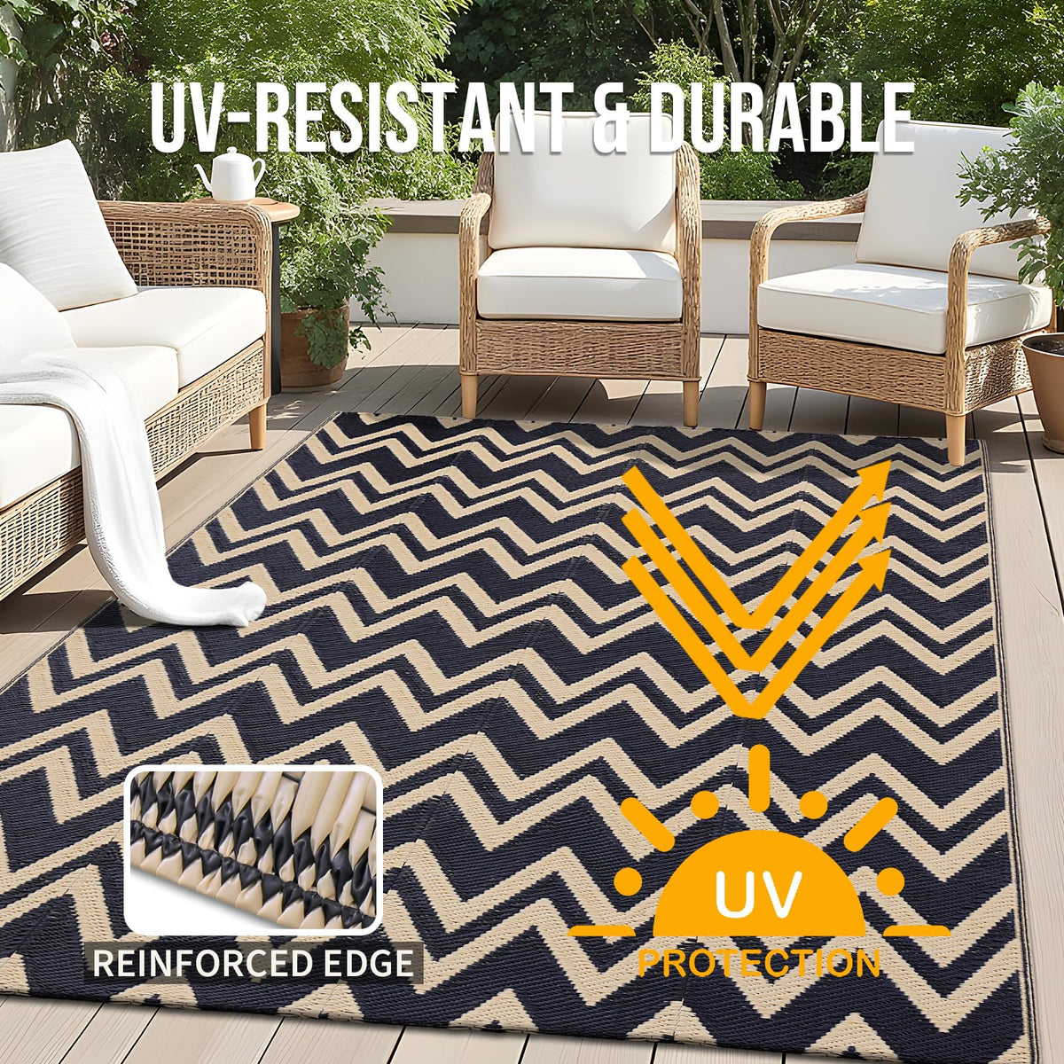 OLANLY stain-resistant rug cleans easily after mud or spills.