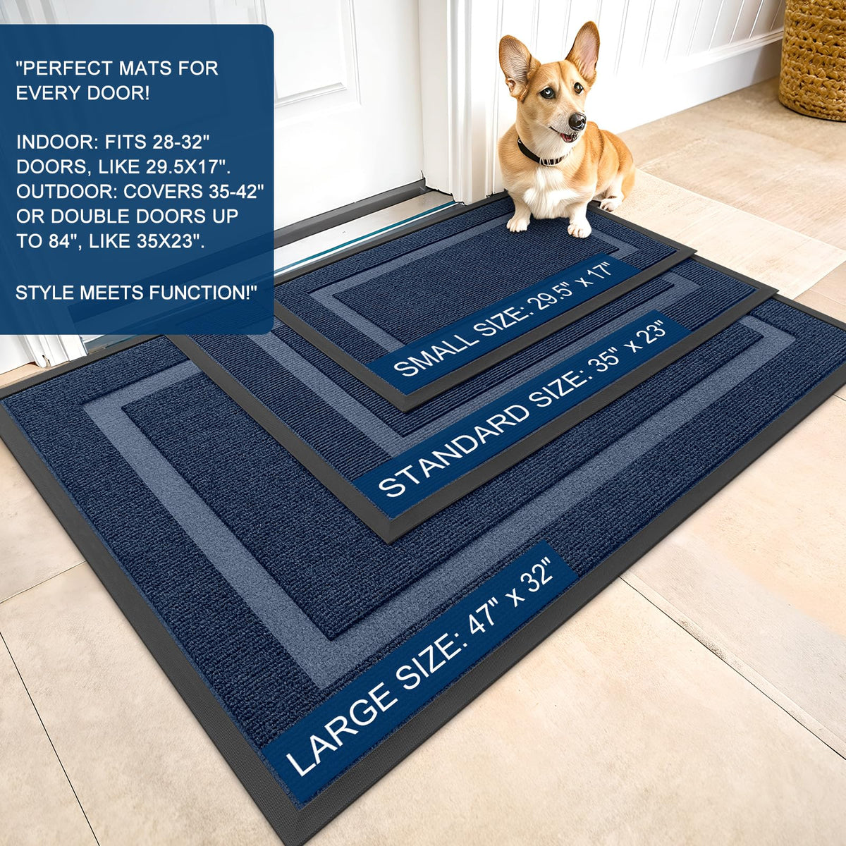 OLANLY door mat with natural rubber backing for durable high-traffic entryways.