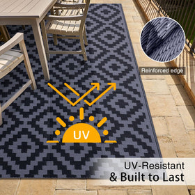OLANLY UV-protected patio rug with durable edges for outdoor use