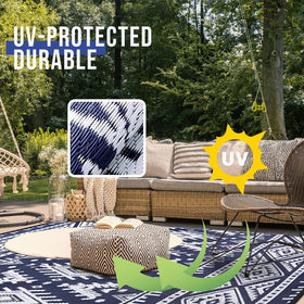 OLANLY UV-protected rug resists fading while staying vibrant under sunlit patios.