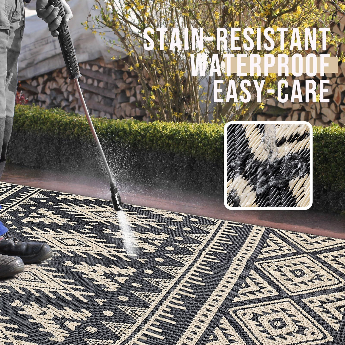 OLANLY UV-protected sturdy rug resists fading in sun.