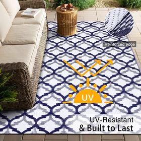 OLANLY UV-resistant patio rug maintains vibrant colors on decks and balconies.