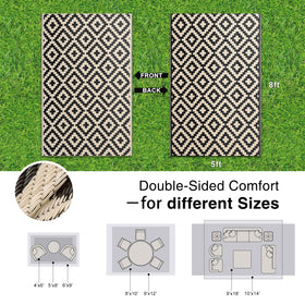 OLANLY 5x8 rug ideal for camping and picnics, lightweight and portable.