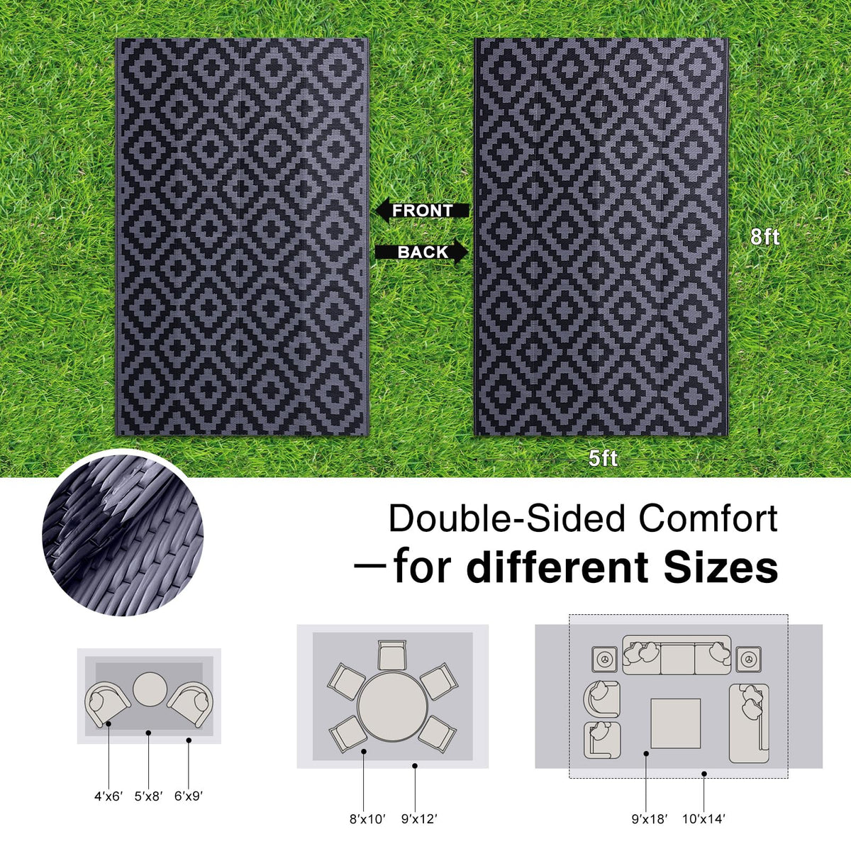 OLANLY 5x8 rug on backyard deck, easy to rinse and quick-drying