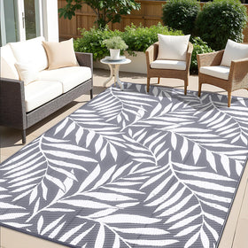 OLANLY waterproof outdoor rug with leaf pattern for patios and decks—stain resistant and durable