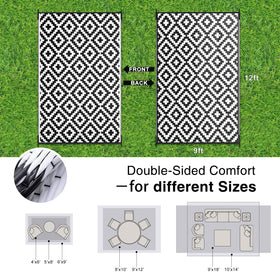 OLANLY waterproof outdoor rug reversible pattern close-up, easy style refresh for patios.