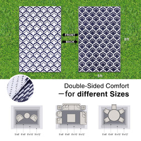 OLANLY waterproof patio rug with interlacing pattern for easy outdoor hosting.