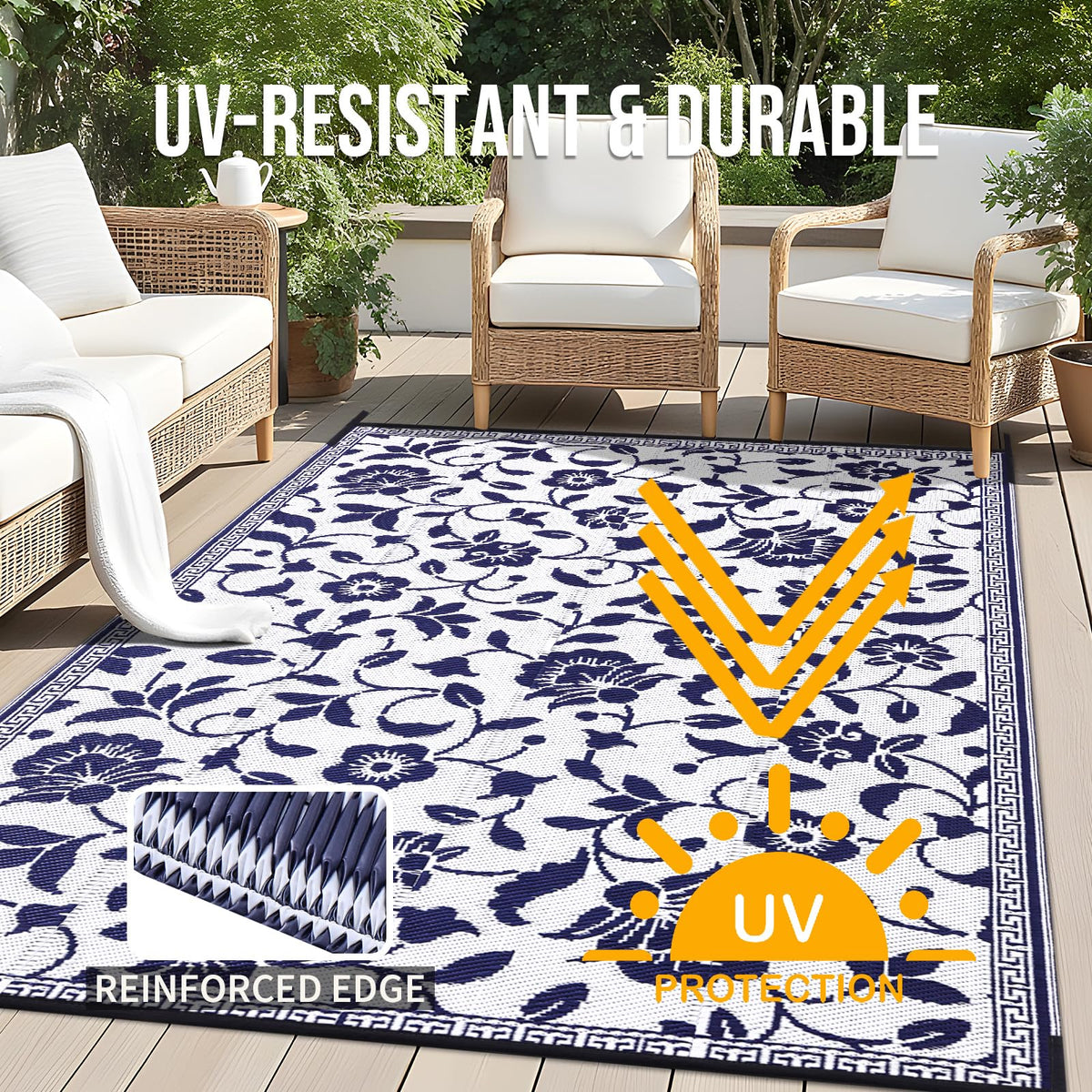 OLANLY stain-resistant rug ideal for quick cleanup after outdoor events.