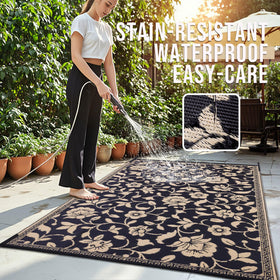 OLANLY waterproof, stain-resistant outdoor rug for easy cleanup after outdoor activities.
