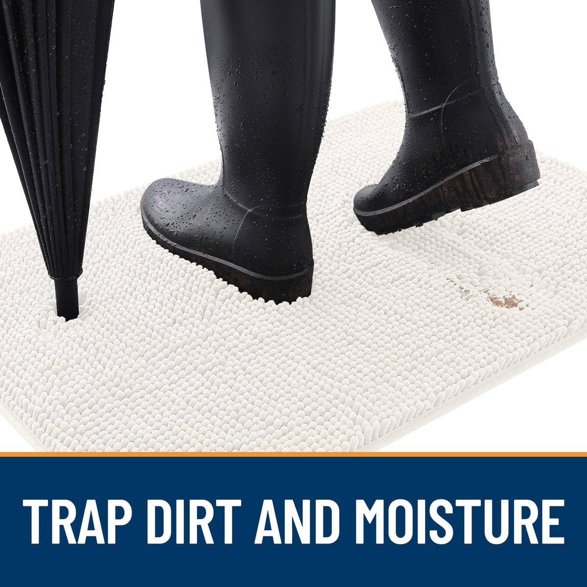 OLANLY chenille mat with soft pile for cozy spots for pets and feet.