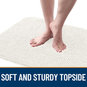 OLANLY non-slip rubber-backed mat stays put on dry floors.