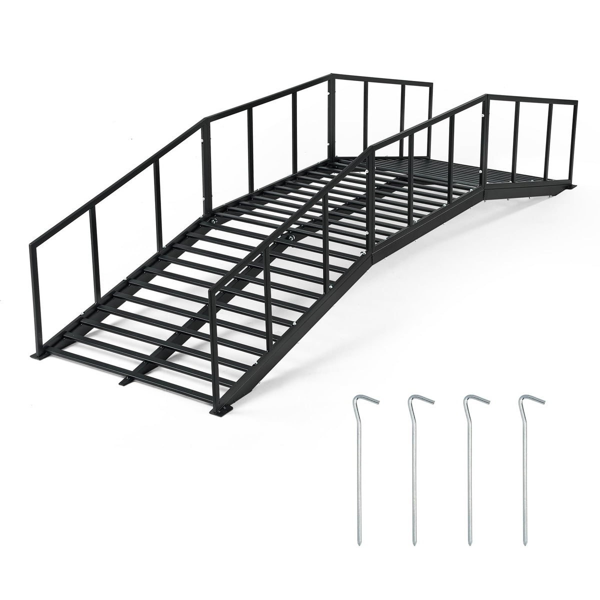 OLBRUS 8ft garden bridge crosses a lawn with graceful, sturdy design.