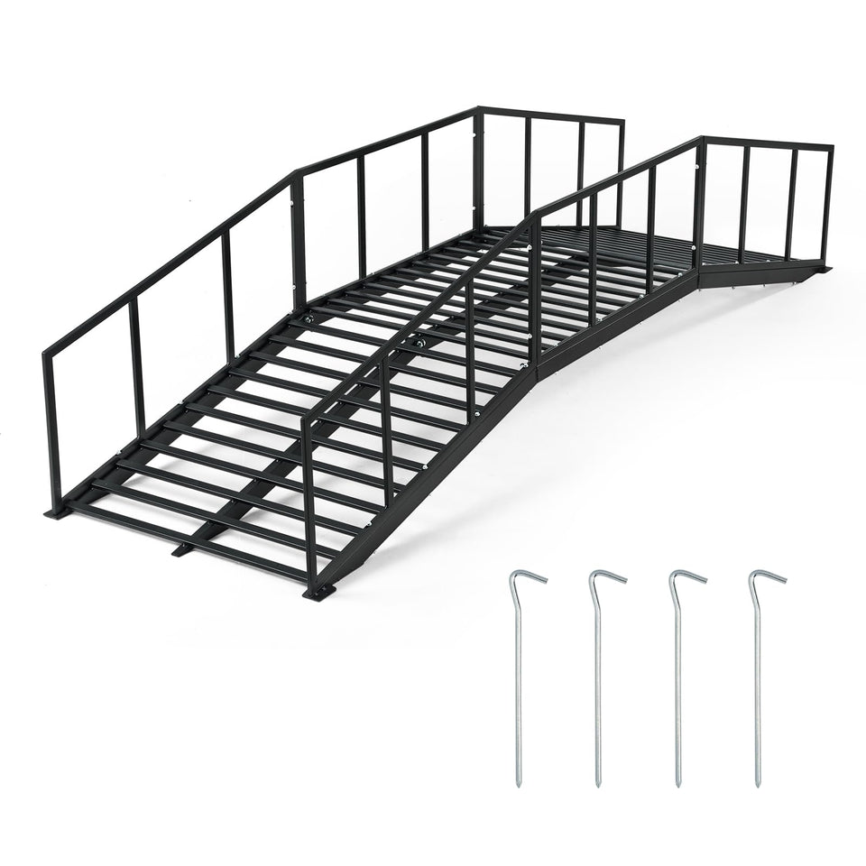 OLBRUS 8ft garden bridge crosses a lawn with graceful, sturdy design.