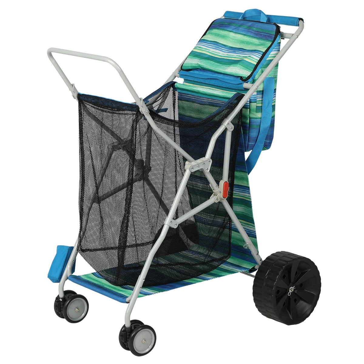 Old Bahama Bay Beach Cart with all-terrain wheels ready for sand travel.