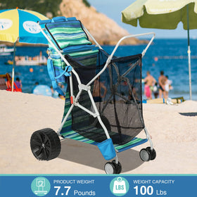 Old Bahama Bay Beach Cart folding mechanism for quick storage.