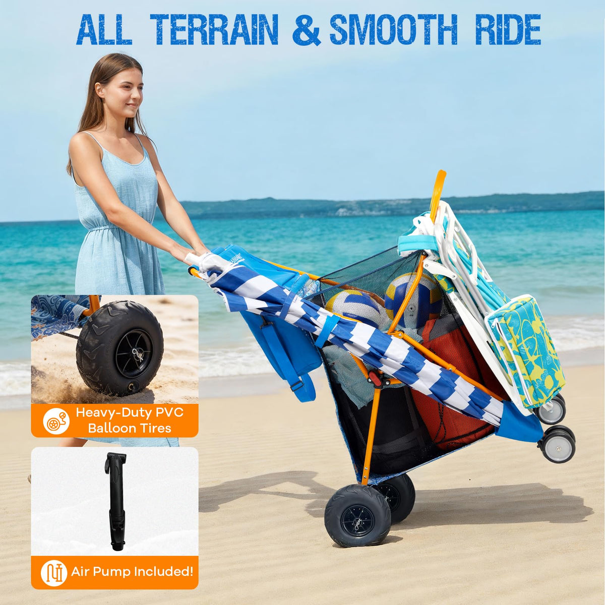 Old Bahama Bay cart includes removable cooler bag to keep drinks cold.