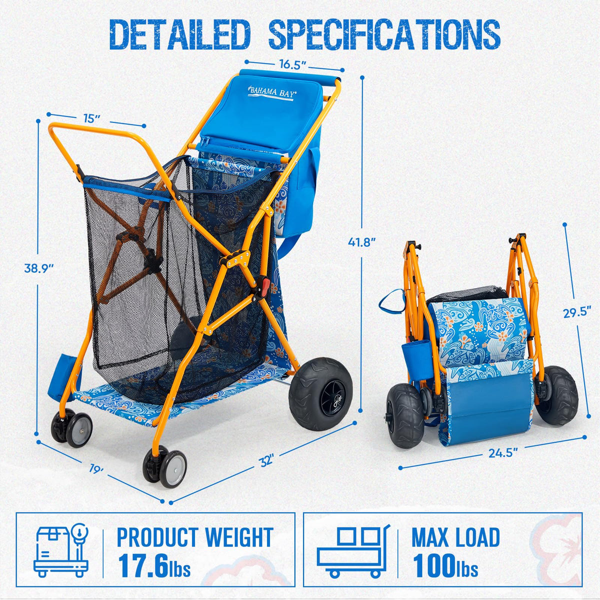Old Bahama Bay cart organized pockets keep sunscreen and snacks sand-free.
