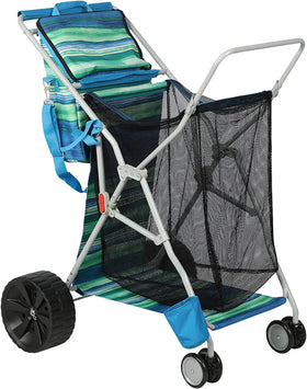 Old Bahama Bay Beach Cart umbrella holder keeps shade nearby.