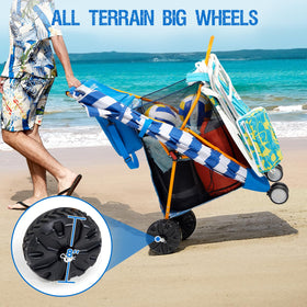 Old Bahama Bay beach cart 100 lb capacity supports camping groceries.