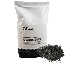 Old Potters charcoal chips pack front for improved soil aeration in containers.