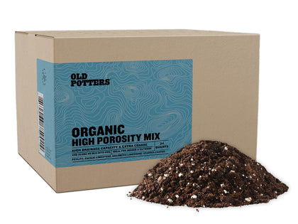Old Potters High Porosity Mix for small pots enhances drainage and aeration for cacti and succulents.