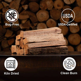 Old Potters oak logs promoting even heat for pizzas