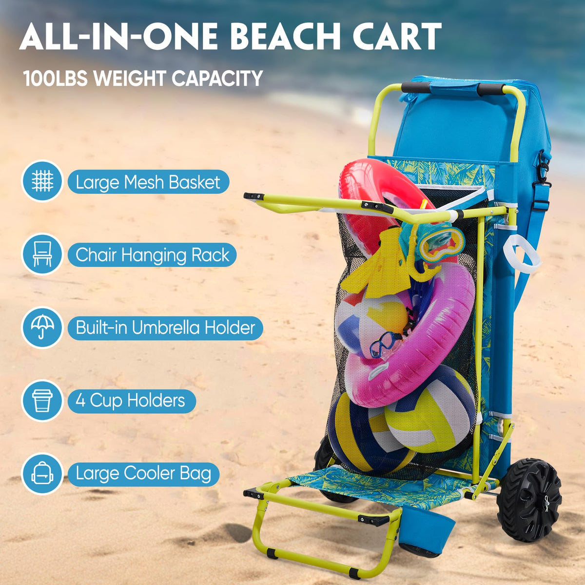 Old Bahama Bay built-in chair holder and umbrella compatibility for quick setup.