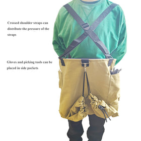 OldSerenWay adjustable-strap bag highlights ergonomic design for reduced shoulder strain while harvesting.