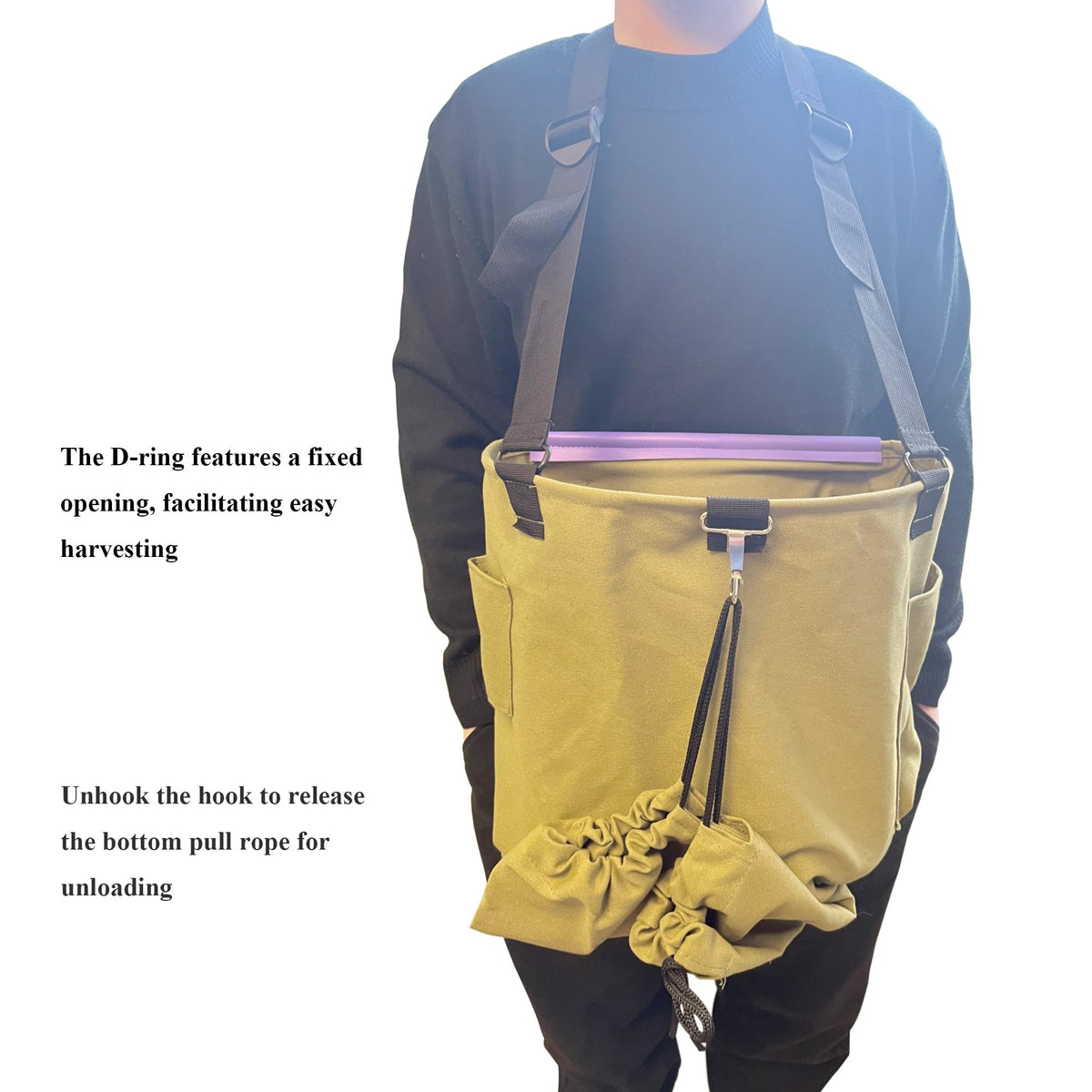 OldSerenWay bag side pockets keep pruning shears and gloves within reach.