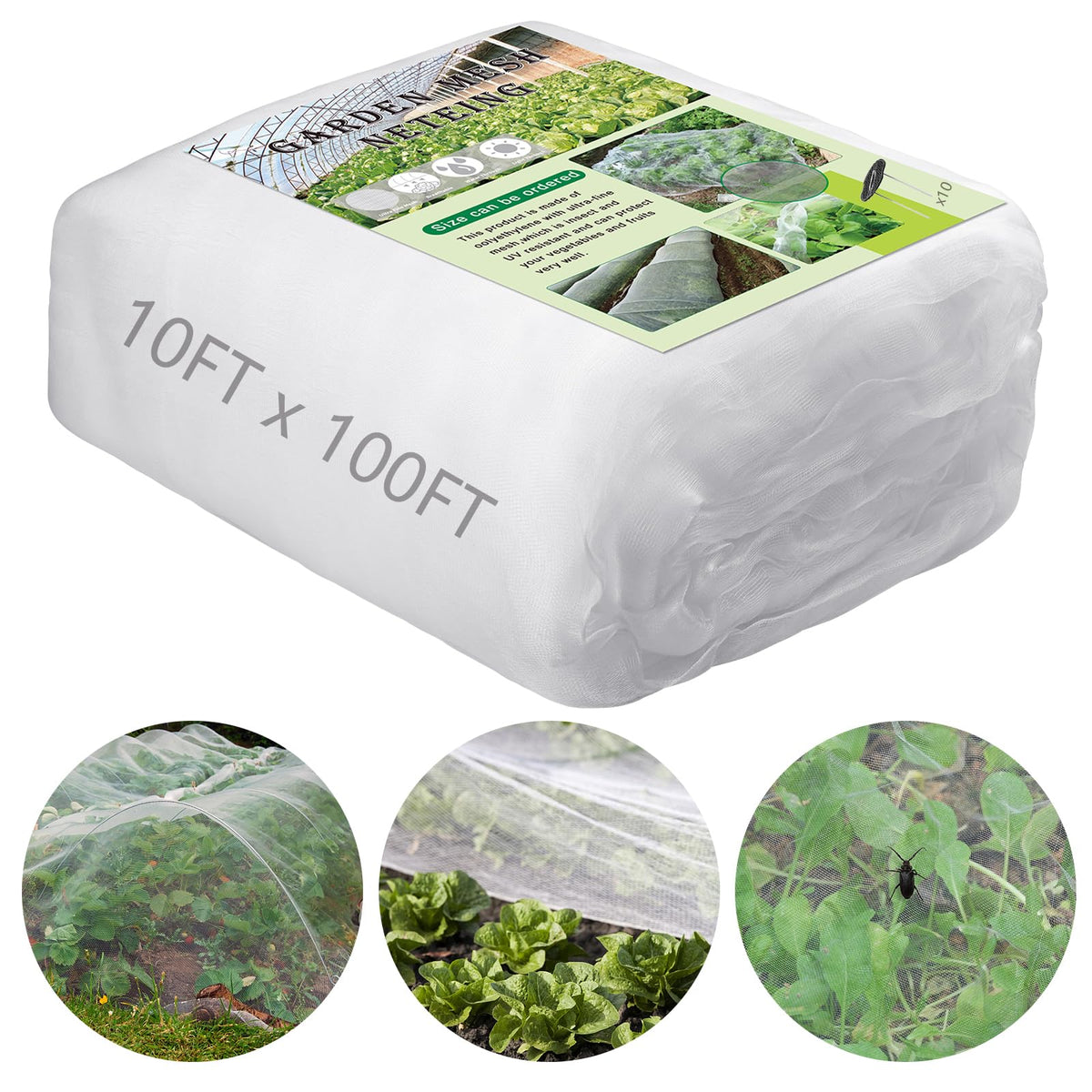 Oleitodh garden netting 10x100 feet ultra-fine mesh for year-round crop protection