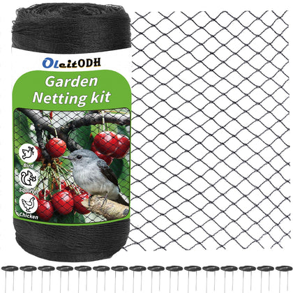 Oleitodh garden netting over beds providing full pest protection.