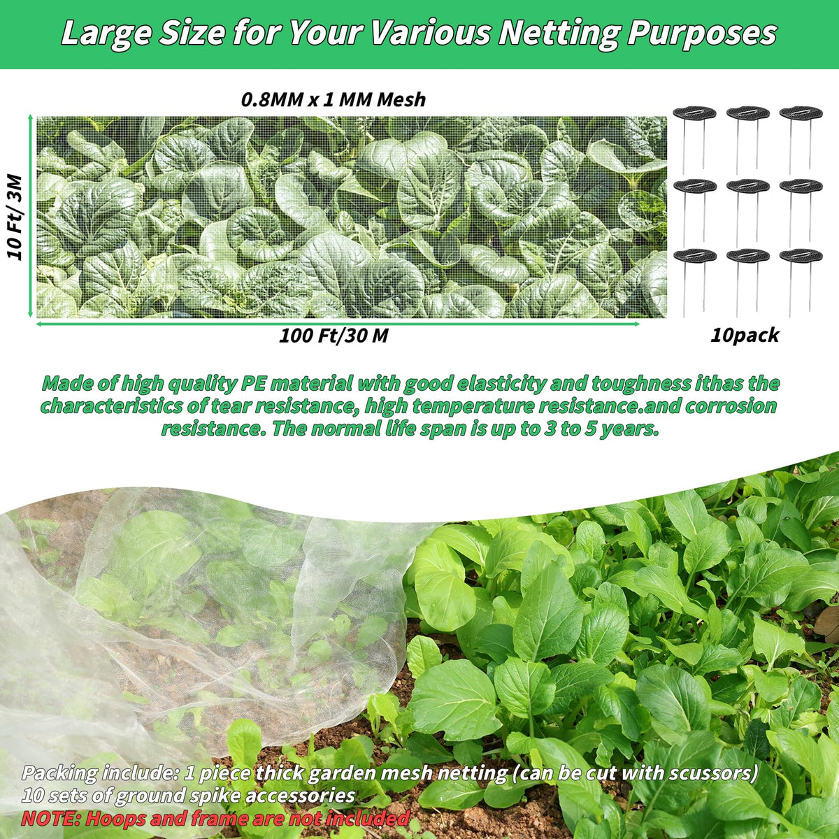 Oleitodh garden netting close-up shows fine mesh deterring pests