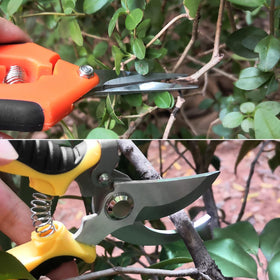 Oligei pruning shears ergonomic non-slip handles for extended use.
