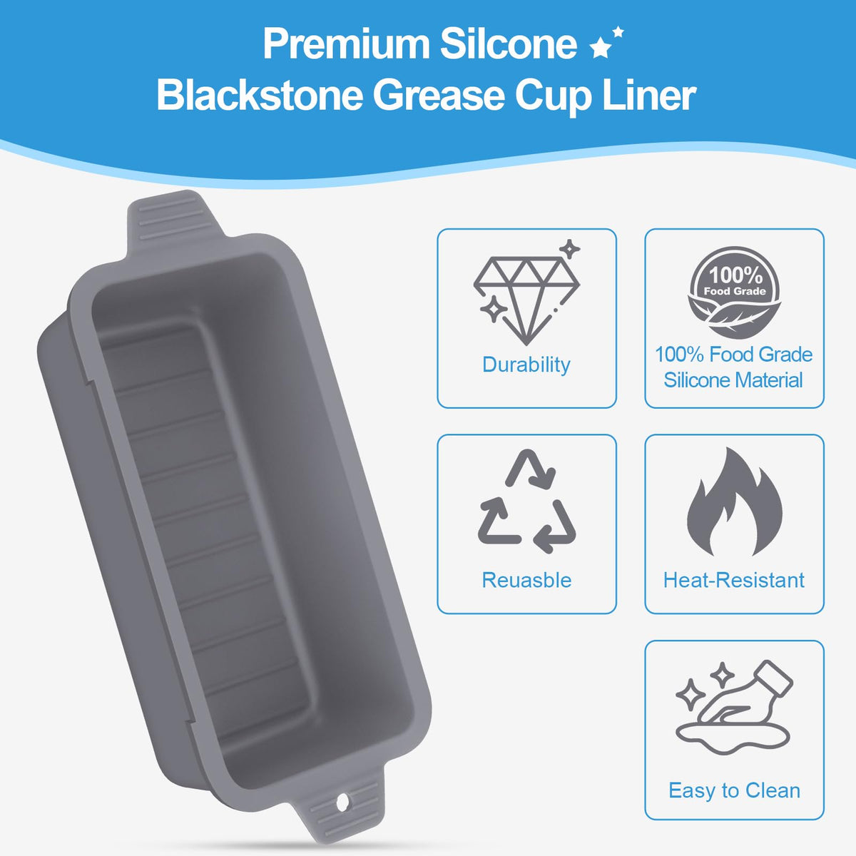 Oliggive better-than-foil grease catcher, reduces waste and leakage.