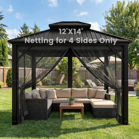 OLILAWN Gazebo netting zipper entry highlighting convenient access.