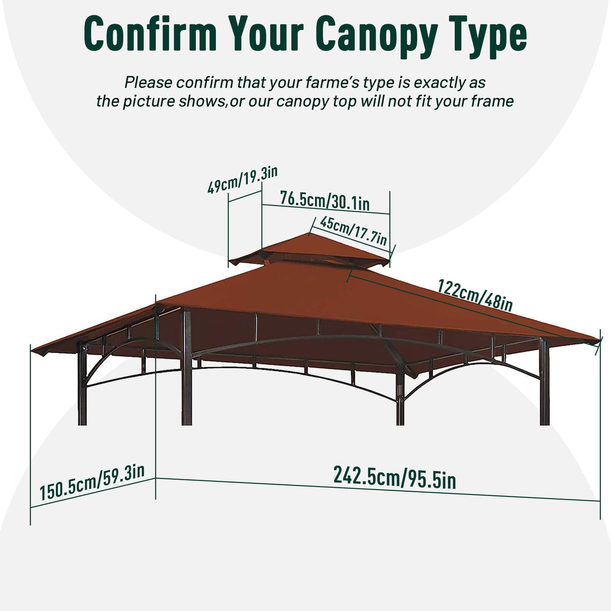 OLILAWN replacement canopy 5x8 over existing frame for easy installation
