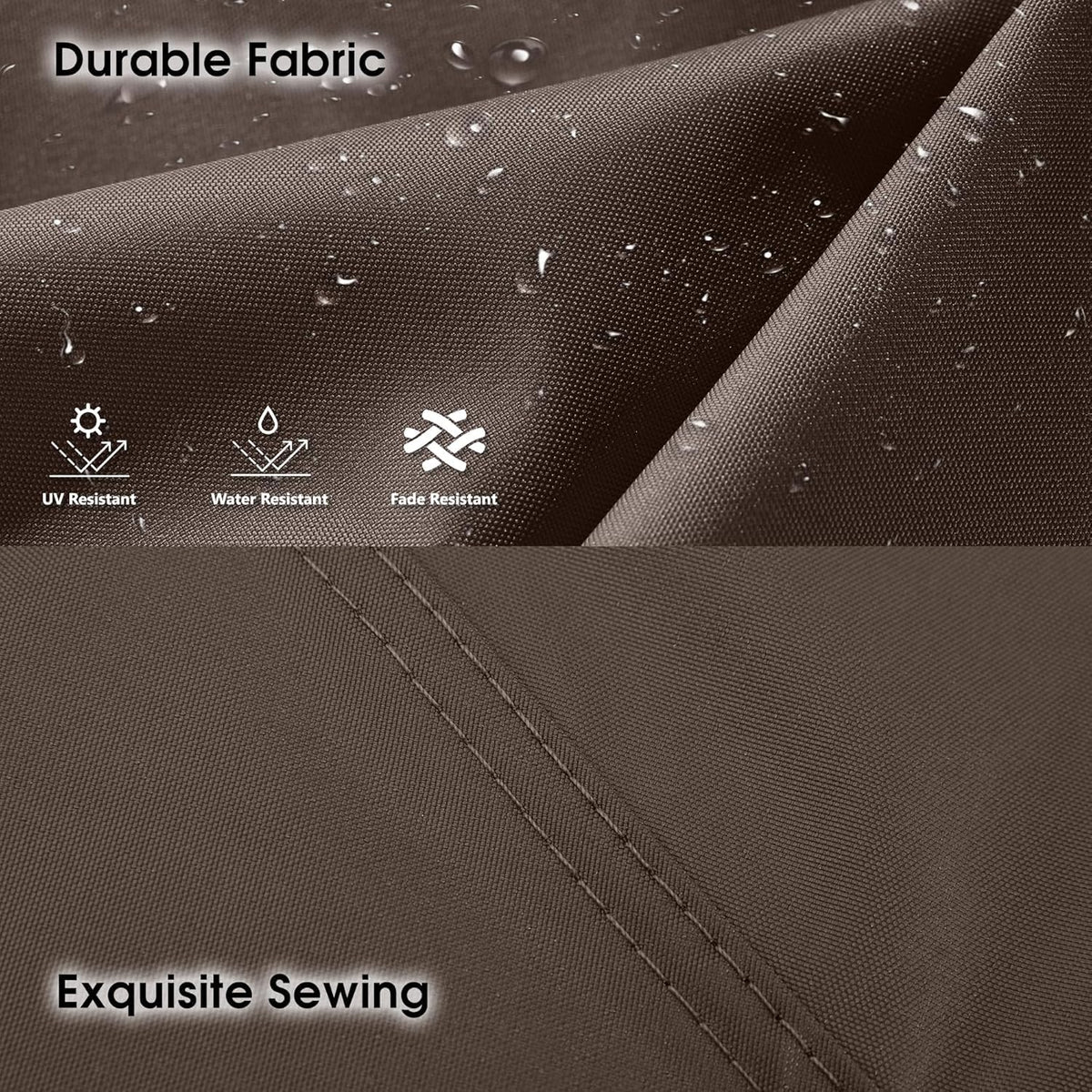 OLILAWN water-repellent polyester fabric close-up highlighting UV protection and durability