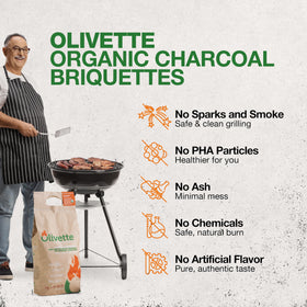 Olivette Atlas Olive Oils family behind a sustainable charcoal line.