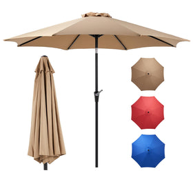 OLIXIS 9ft patio umbrella with tilt and crank provides flexible poolside shade.