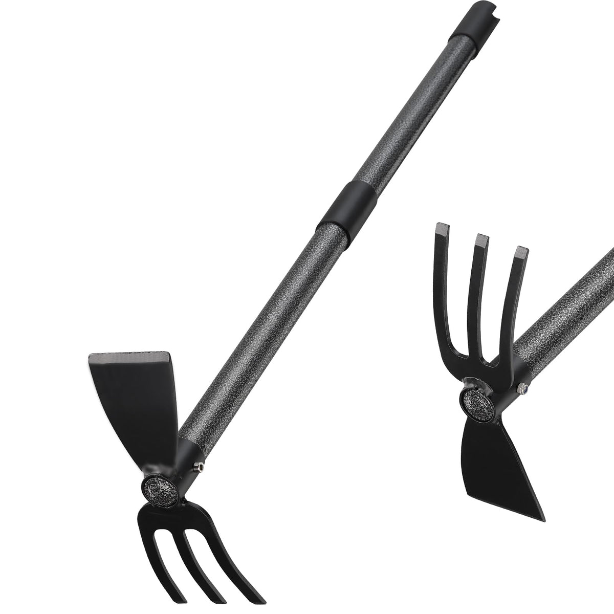 Oliynedy hoe-cultivator combo used together for effective weeding and soil prep.