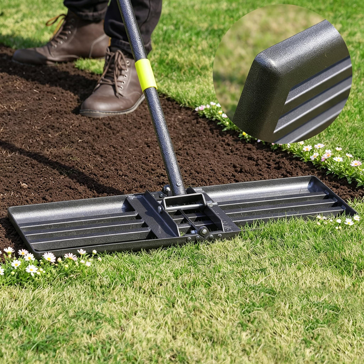 Oliynedy lawn leveling rake ground-plate 26x10 for fast soil leveling.