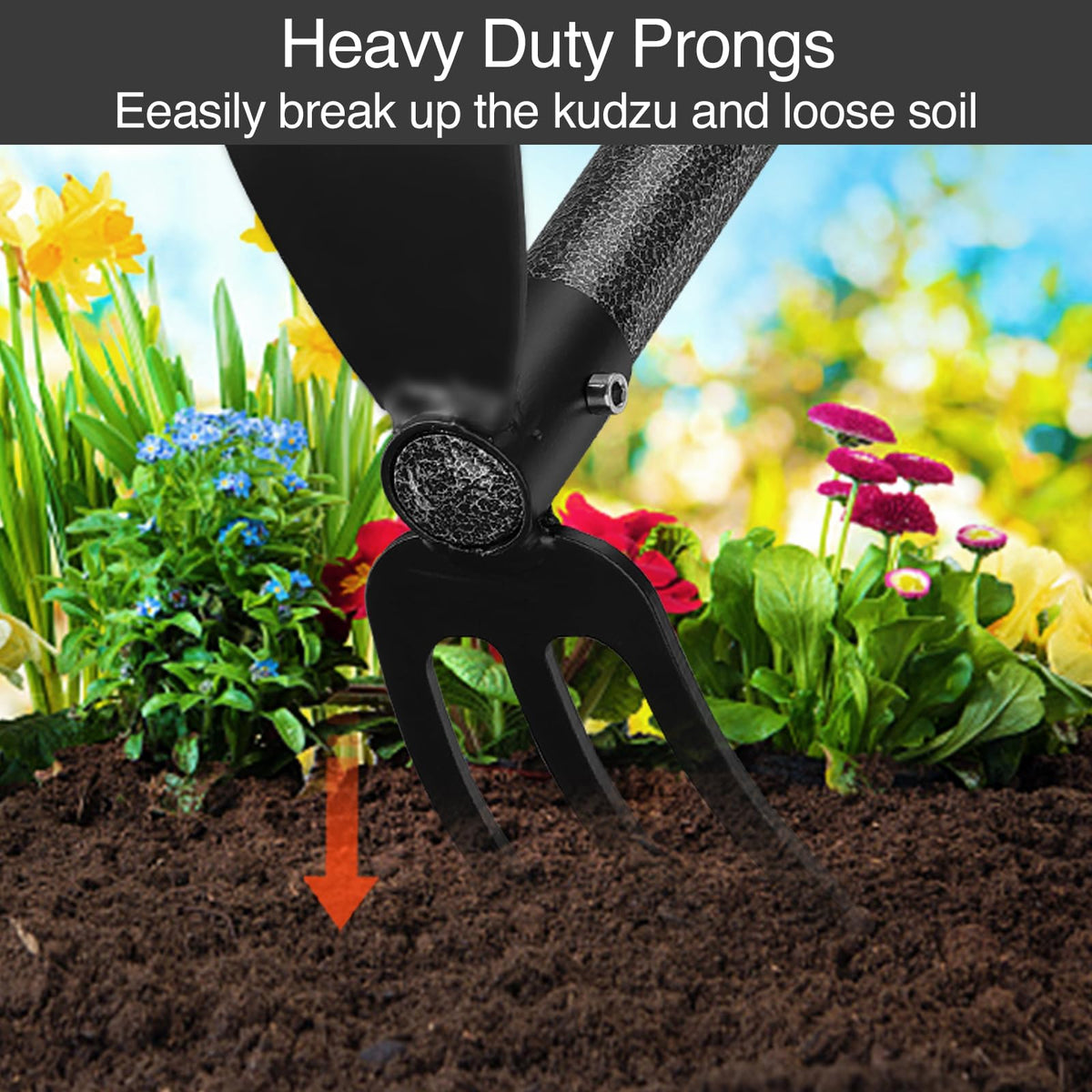Oliynedy stainless steel handle delivers a sturdy, comfortable grip in the garden.