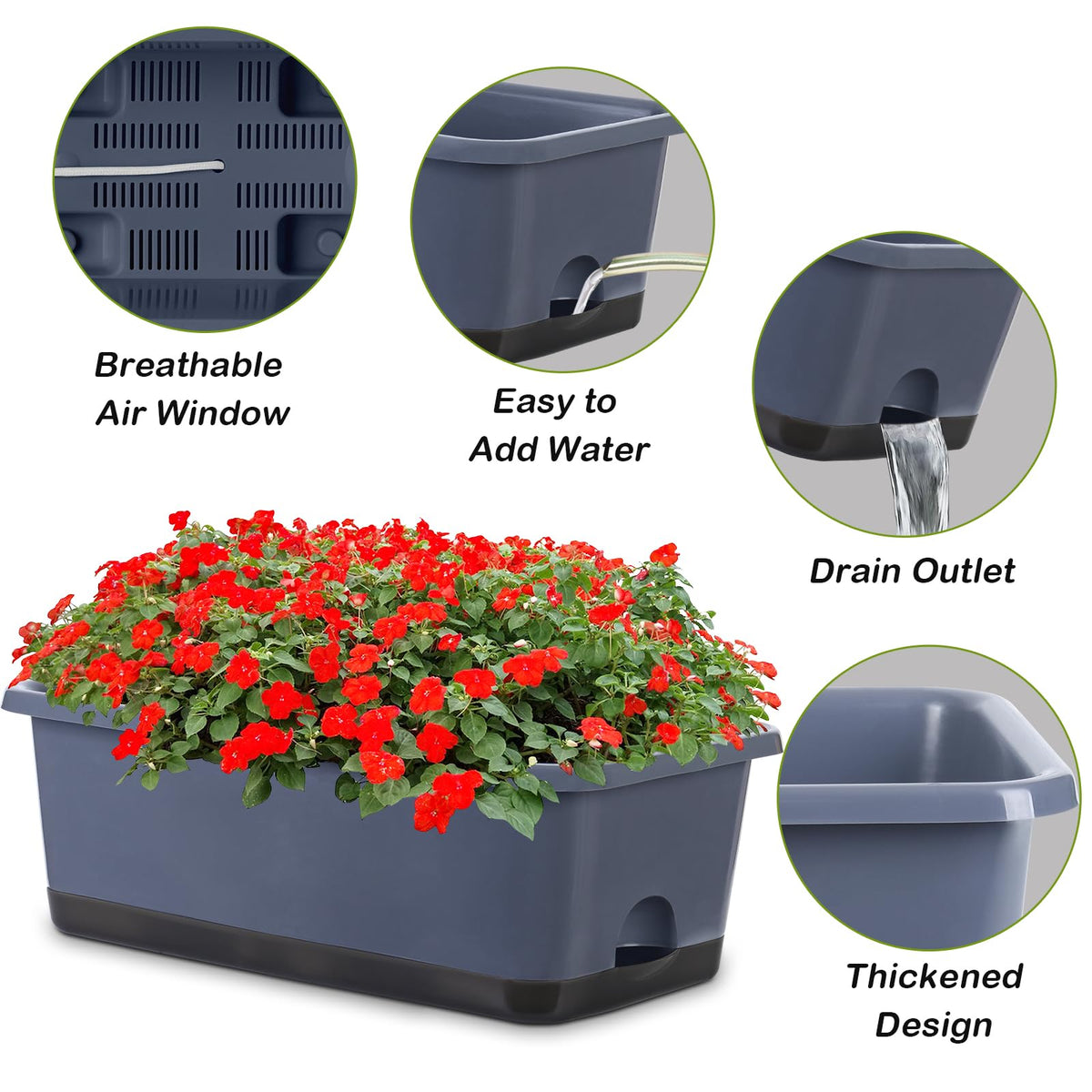 Oliz 17-inch rectangle pots for roomy herb or flower setups