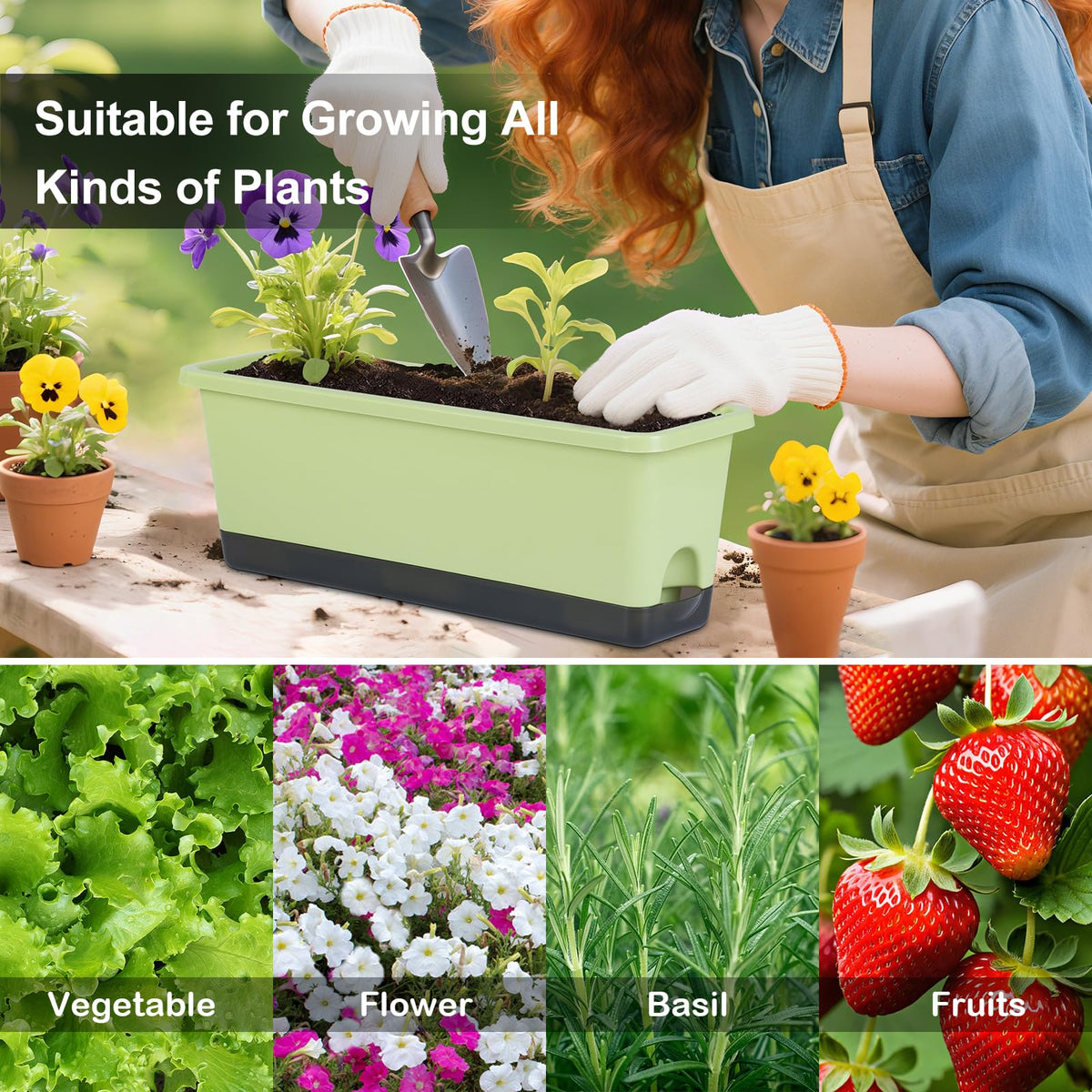 Oliz planter bottom features drainage and air holes to promote root health.