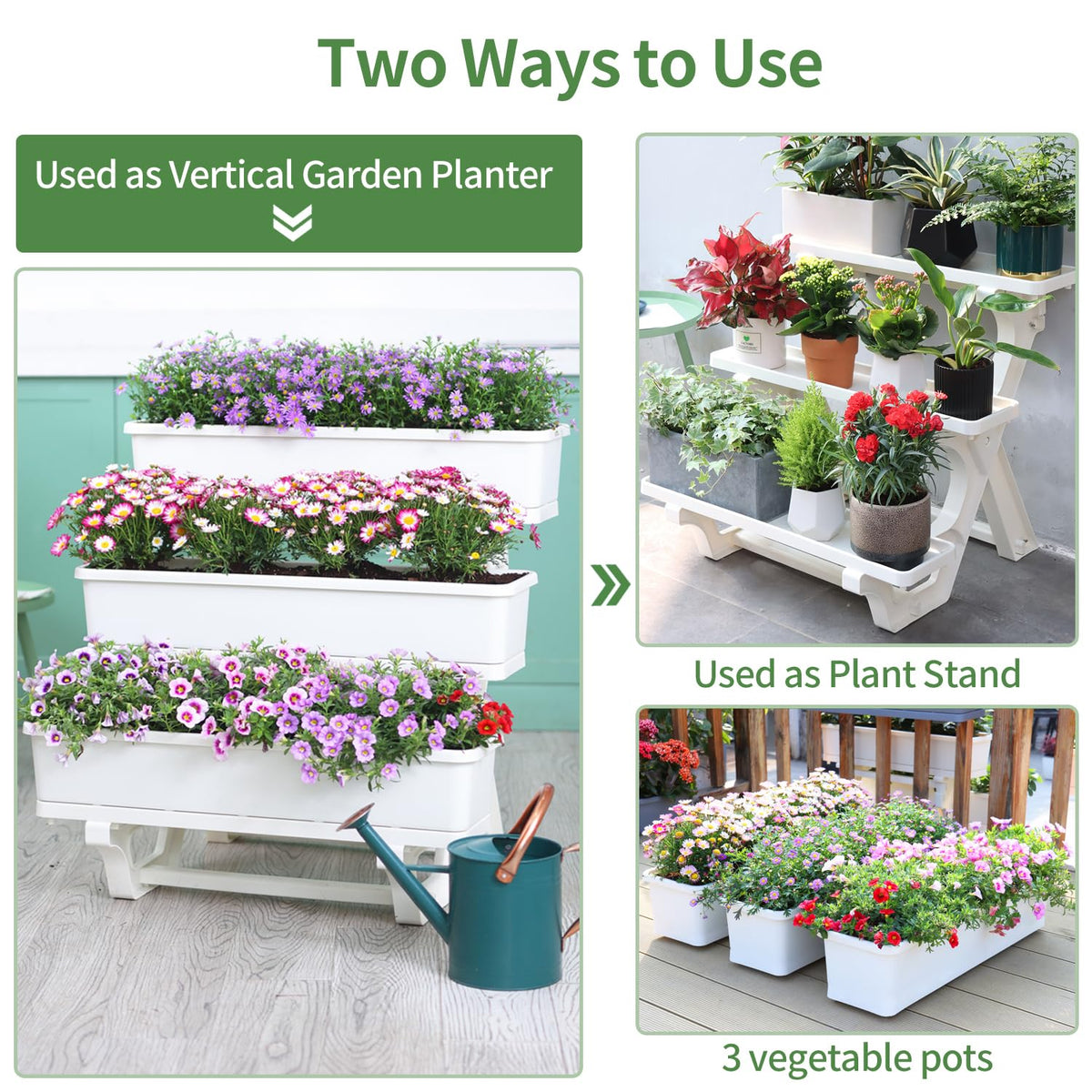 Oliz planters sturdy plastic construction for durable garden structure