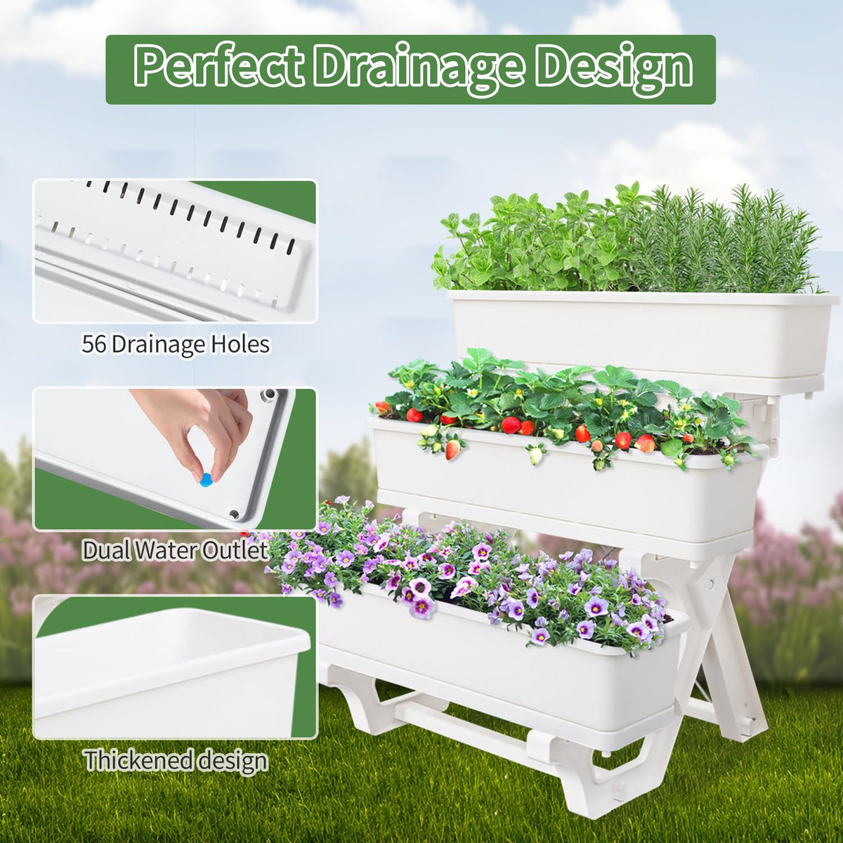 Oliz planters tray with water outlets enabling controlled irrigation