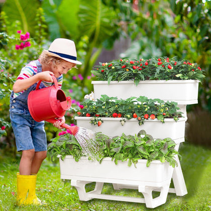 Oliz planters vertical 3-tier assembly showing compact space-saving garden option