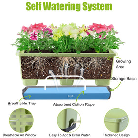 Oliz rectangle flower pots with drainage holes and trays for healthy root growth.